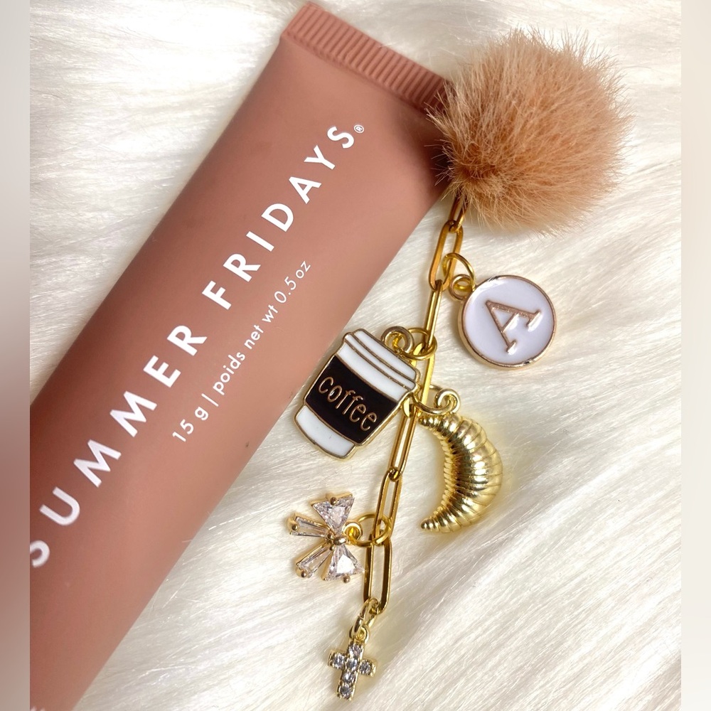 Brown personalized lip gloss keychain